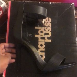 Black strap heels